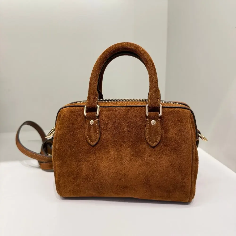 NEW‼️Coach Mini Rowan Crossbody Bag CEQ65 suede/Gold/Warm Brown